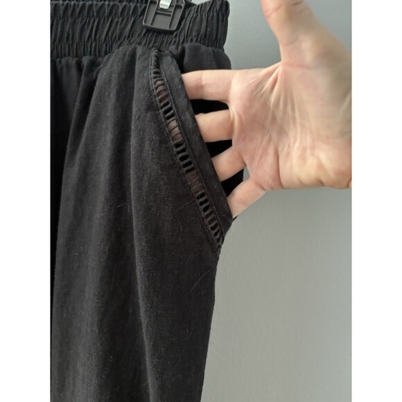 Briggs Linen Blend Wide Leg Pants Size M Black Beachy Lagenlook Boho Festival - Picture 6 of 16